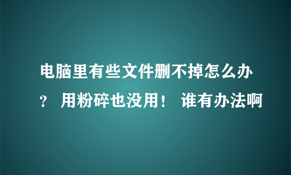 电脑里有些文件删不掉怎么办？ 用粉碎也没用！ 谁有办法啊