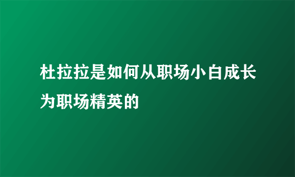 杜拉拉是如何从职场小白成长为职场精英的