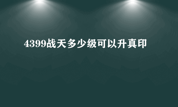 4399战天多少级可以升真印