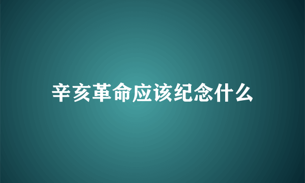 辛亥革命应该纪念什么