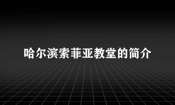 哈尔滨索菲亚教堂的简介