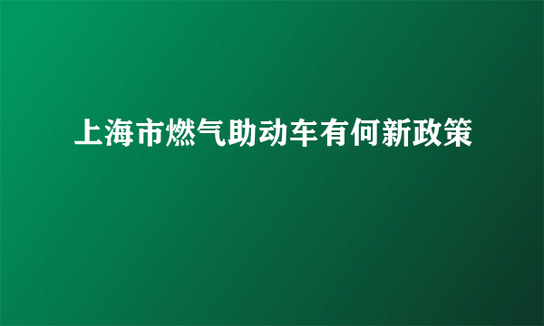 上海市燃气助动车有何新政策