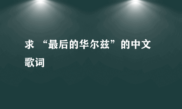 求 “最后的华尔兹”的中文歌词