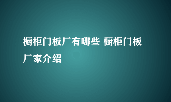 橱柜门板厂有哪些 橱柜门板厂家介绍