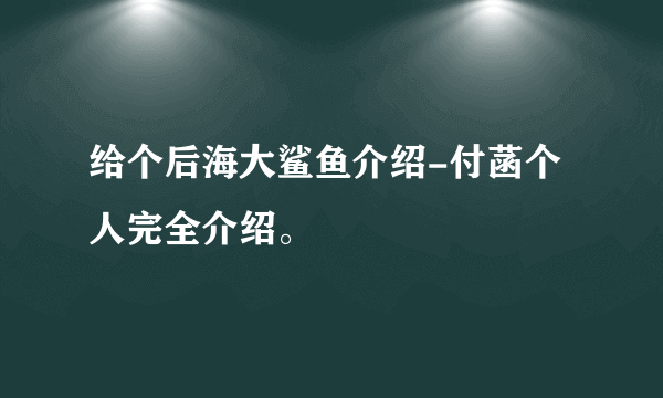 给个后海大鲨鱼介绍-付菡个人完全介绍。