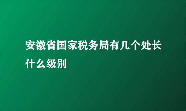 安徽省国家税务局有几个处长什么级别