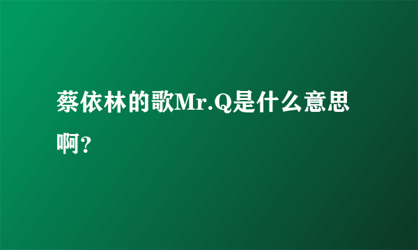 蔡依林的歌Mr.Q是什么意思啊？