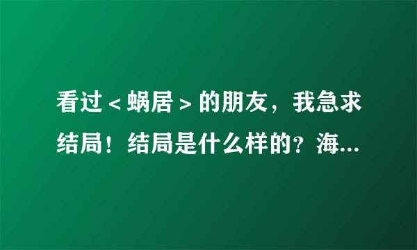 看过＜蜗居＞的朋友，我急求结局！结局是什么样的？海澡到底跟谁了？