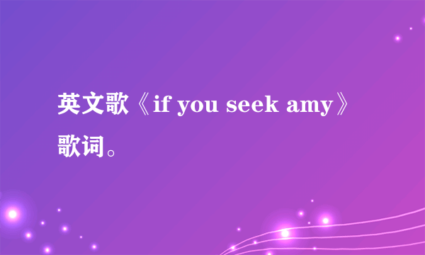 英文歌《if you seek amy》歌词。