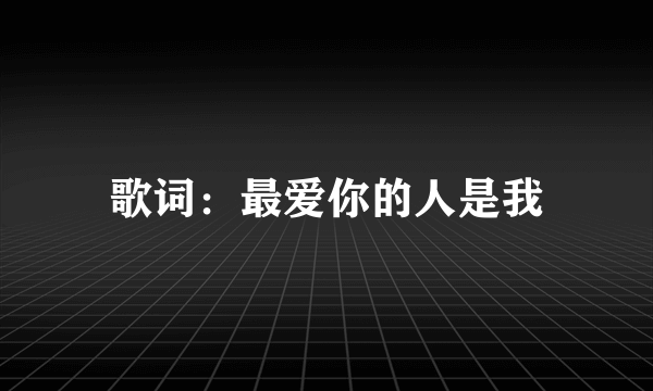 歌词：最爱你的人是我