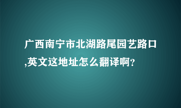 广西南宁市北湖路尾园艺路口,英文这地址怎么翻译啊？