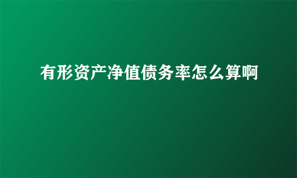 有形资产净值债务率怎么算啊