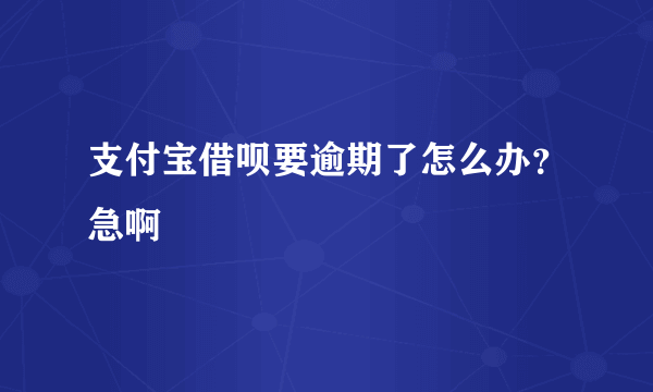 支付宝借呗要逾期了怎么办？急啊