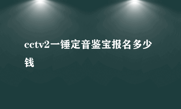 cctv2一锤定音鉴宝报名多少钱