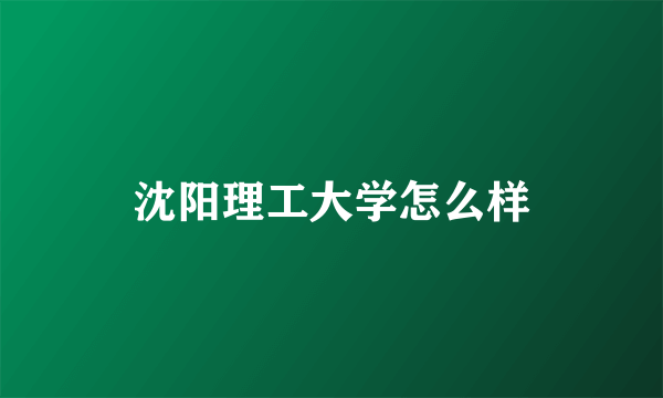 沈阳理工大学怎么样