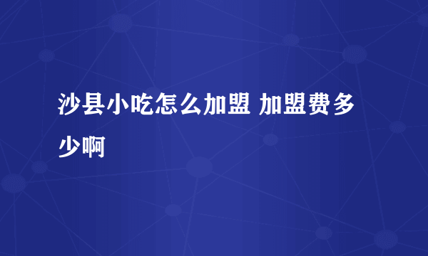 沙县小吃怎么加盟 加盟费多少啊