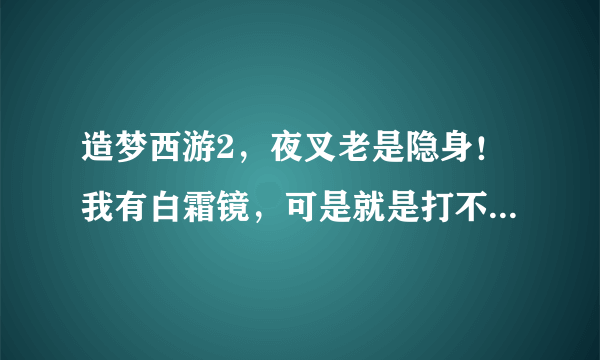 造梦西游2，夜叉老是隐身！我有白霜镜，可是就是打不过！我是双人的，伍空22，唐僧22，怎么打啊！！！！！