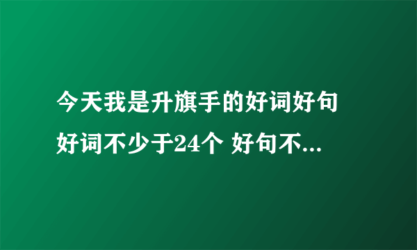 今天我是升旗手的好词好句 好词不少于24个 好句不少于6个