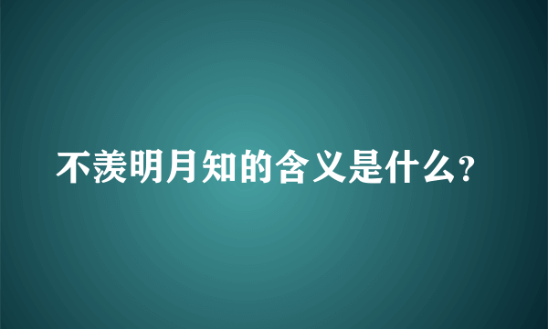 不羡明月知的含义是什么？