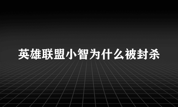 英雄联盟小智为什么被封杀