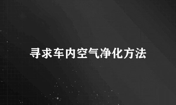 寻求车内空气净化方法