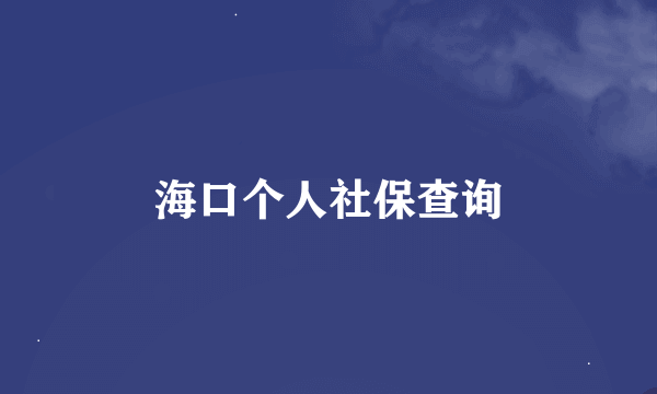 海口个人社保查询