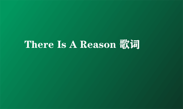 There Is A Reason 歌词