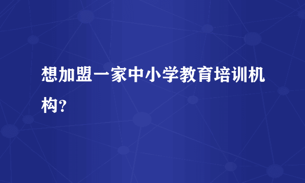 想加盟一家中小学教育培训机构？