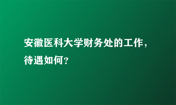 安徽医科大学财务处的工作，待遇如何？