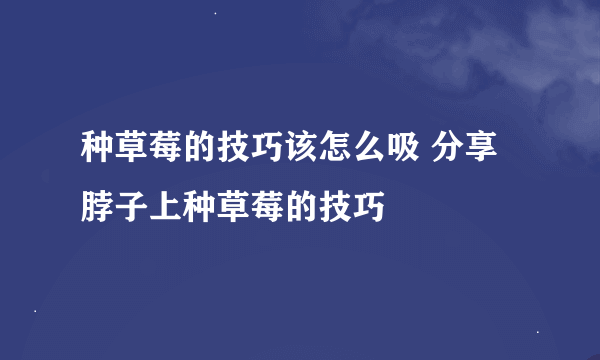 种草莓的技巧该怎么吸 分享脖子上种草莓的技巧