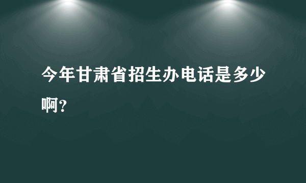 今年甘肃省招生办电话是多少啊？