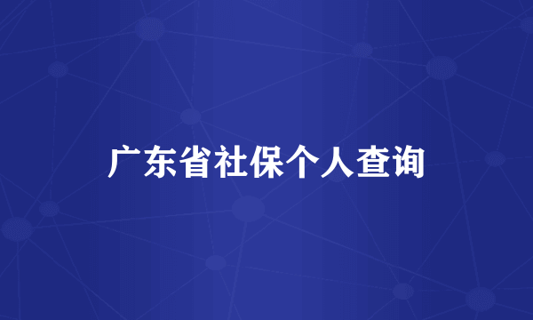 广东省社保个人查询