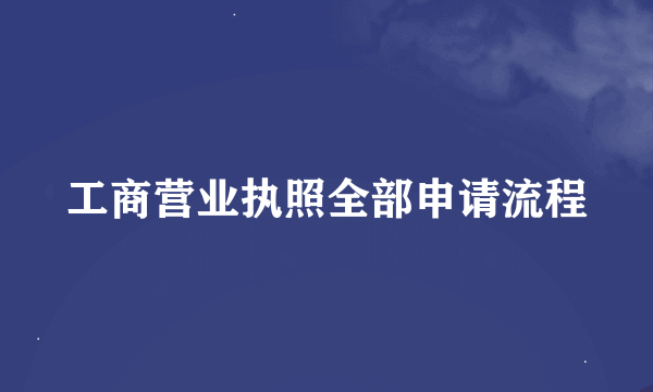 工商营业执照全部申请流程