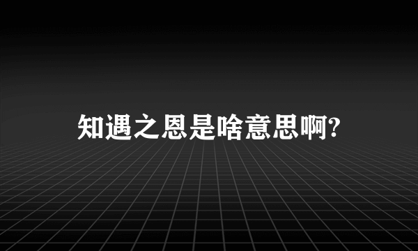 知遇之恩是啥意思啊?