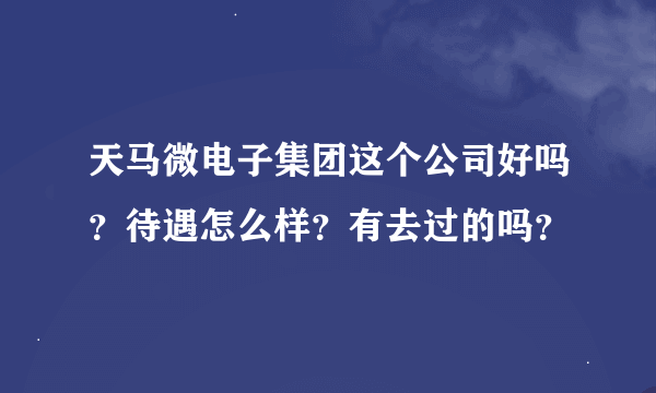 天马微电子集团这个公司好吗？待遇怎么样？有去过的吗？