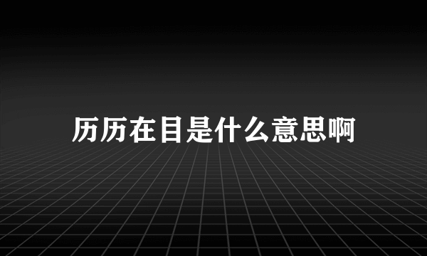 历历在目是什么意思啊