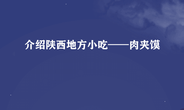 介绍陕西地方小吃——肉夹馍