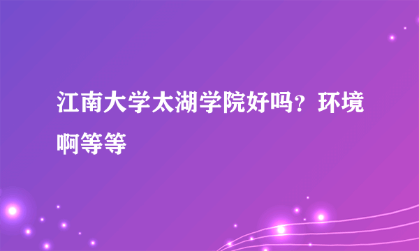 江南大学太湖学院好吗？环境啊等等