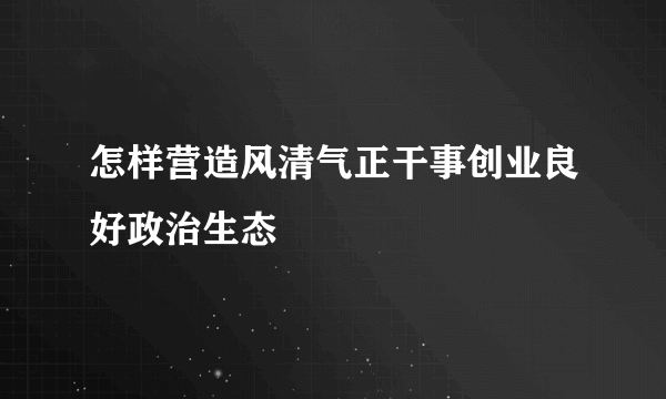 怎样营造风清气正干事创业良好政治生态