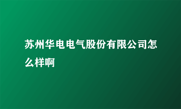 苏州华电电气股份有限公司怎么样啊