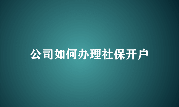 公司如何办理社保开户