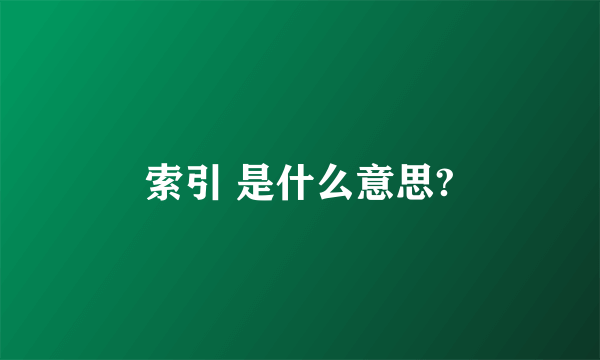 索引 是什么意思?