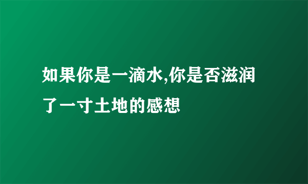 如果你是一滴水,你是否滋润了一寸土地的感想