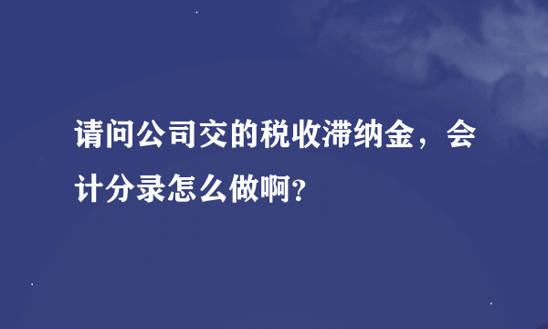 请问公司交的税收滞纳金，会计分录怎么做啊？