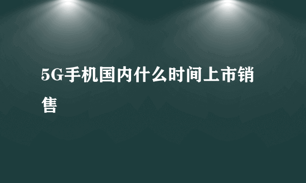 5G手机国内什么时间上市销售