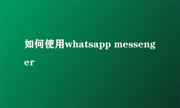 如何使用whatsapp messenger