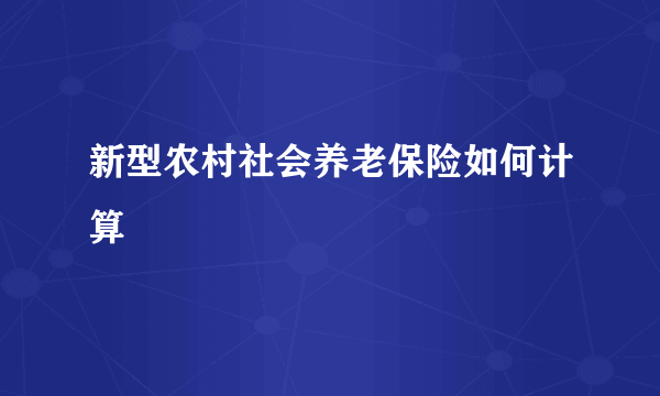 新型农村社会养老保险如何计算