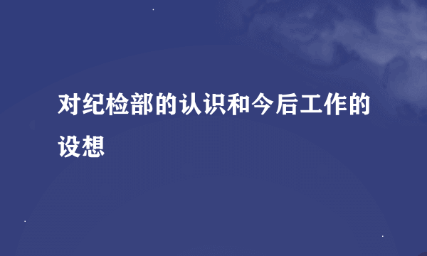 对纪检部的认识和今后工作的设想