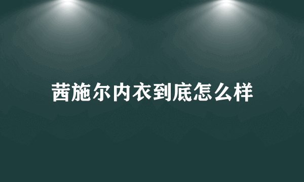 茜施尔内衣到底怎么样