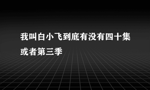 我叫白小飞到底有没有四十集或者第三季